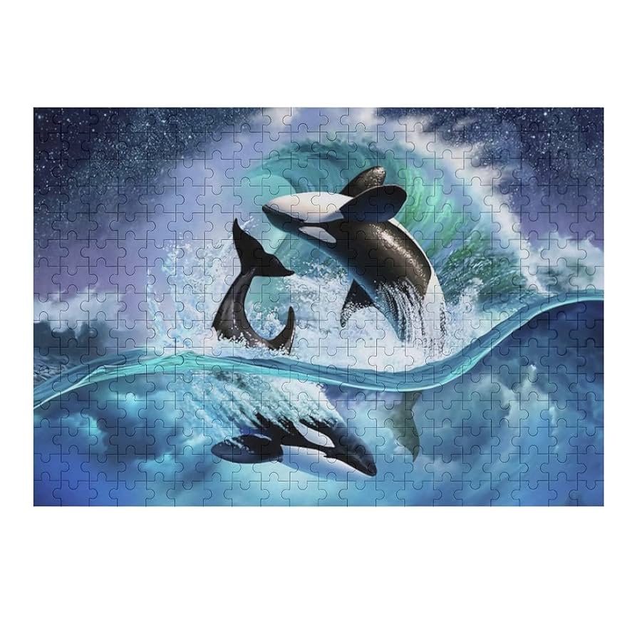 ジグゾーパズル ラッセン パズル シャチ 500 300 月 海 山 シャチ